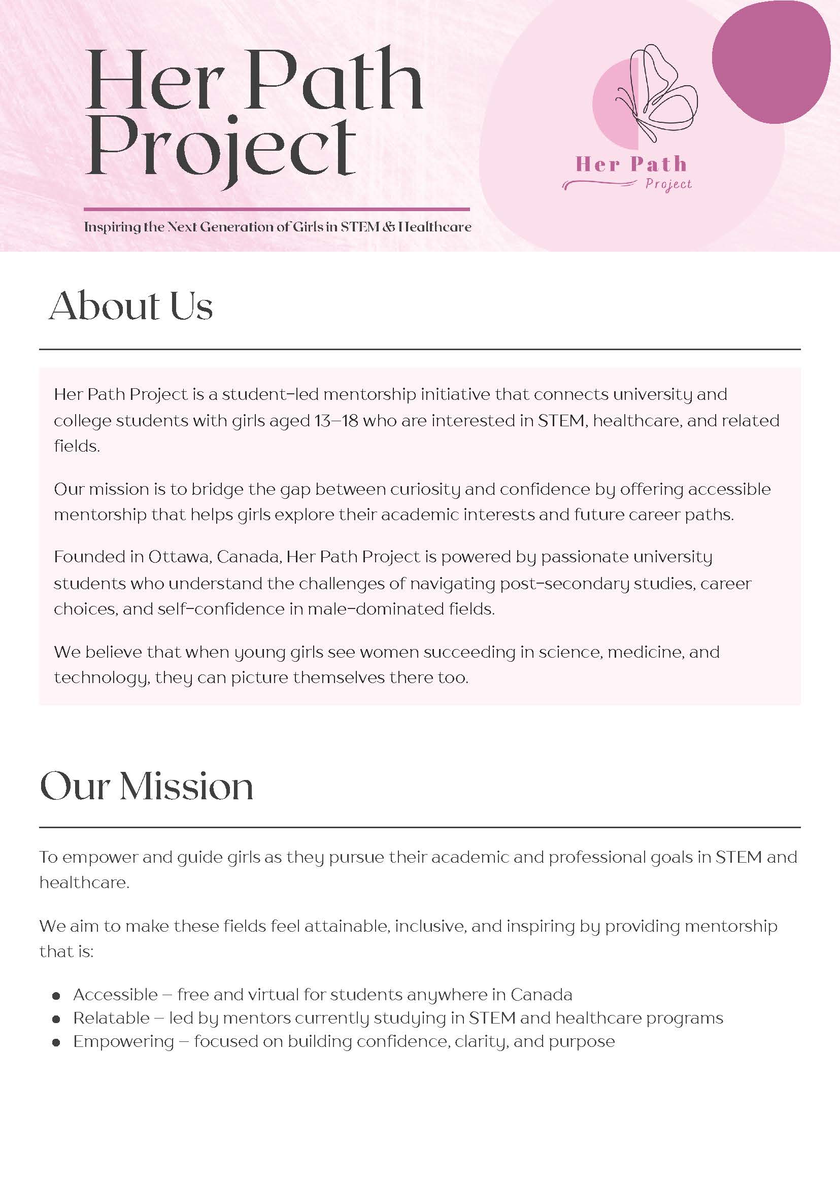 2025 Her Path Project Info Document Page 1