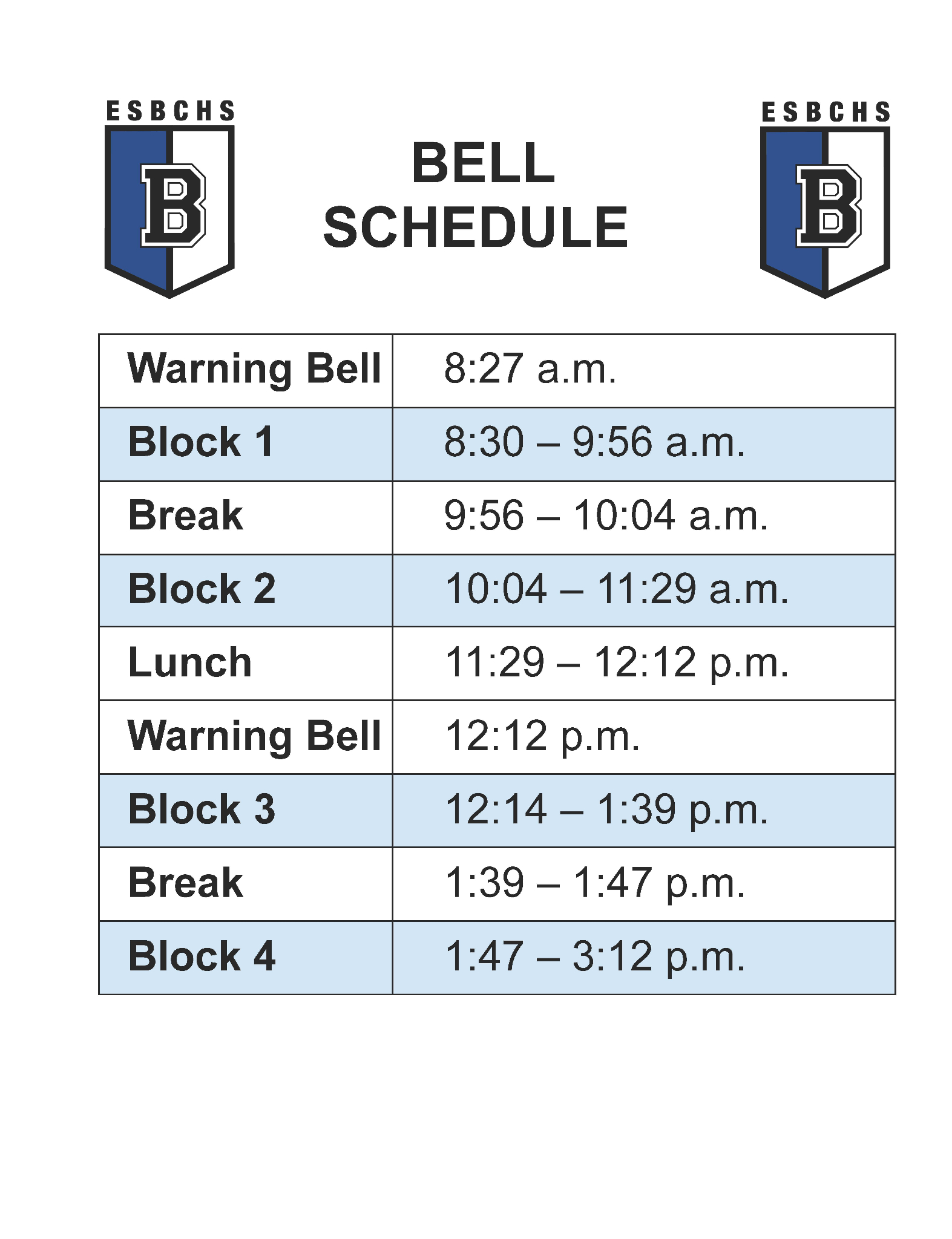 BELL SCHEDULE 2024 2025