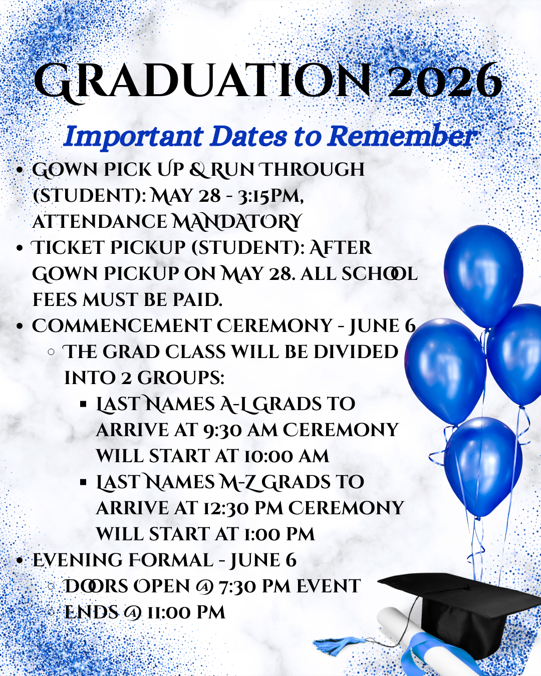 Grad Important Dates